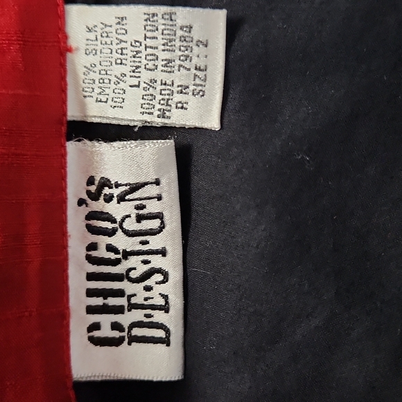 Chico's Red Patterned Jacket - Picture 7 of 7